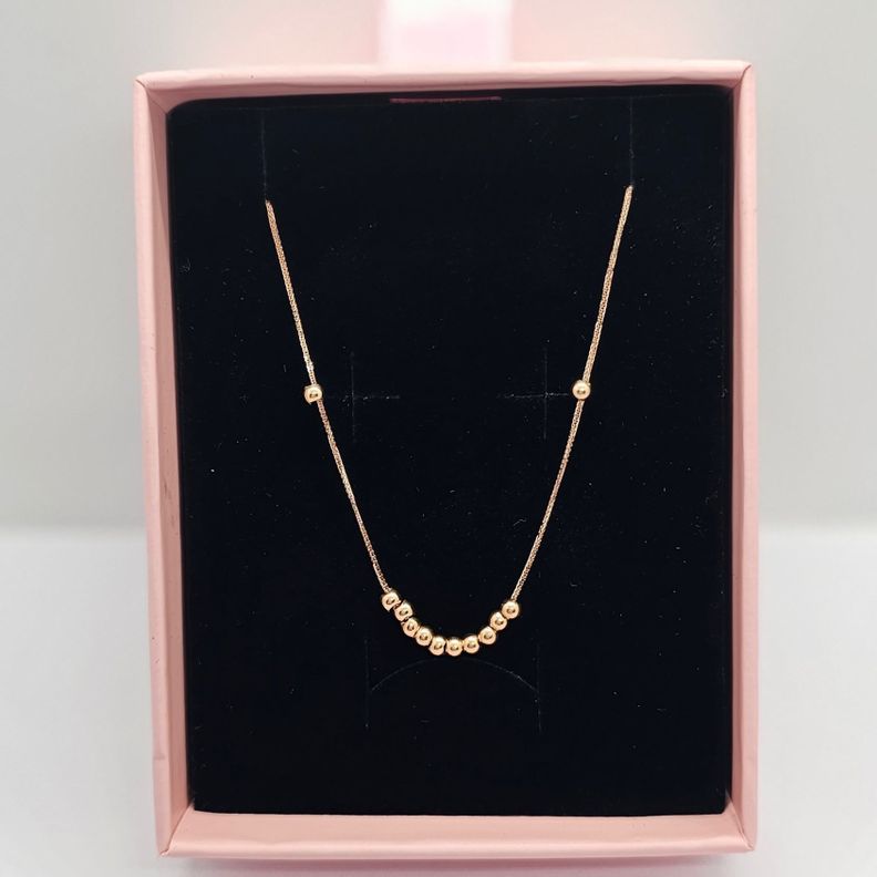 CADENA TEJIDA ORO ROSADO 18K COLGANTE 12 PELOTITAS 18K-6