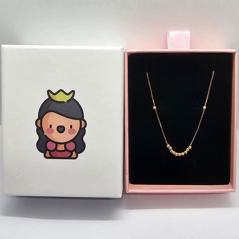 CADENA TEJIDA ORO ROSADO 18K COLGANTE 12 PELOTITAS 18K-7