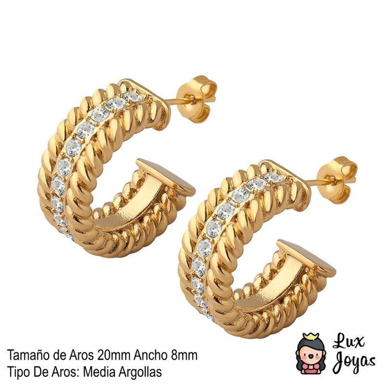 Aros Baño Oro Amarillo 18k Media Argolla Circones-4