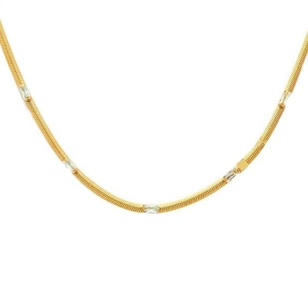 Collar Bano Oro Amarillo 18 Kilates Cintillo Circones Dorado