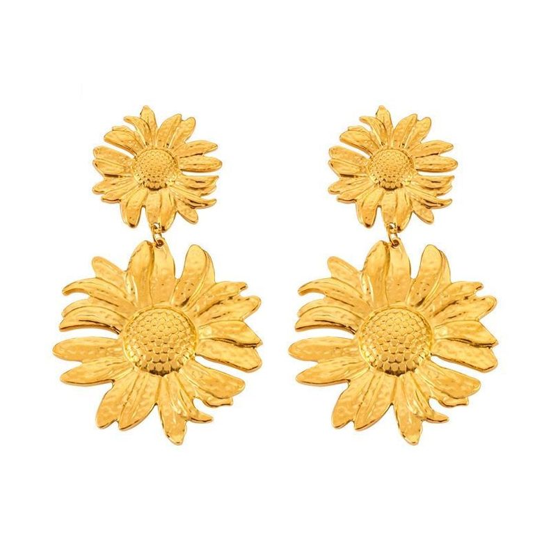 Aros Bano Oro 18k Margaritas Dorado
