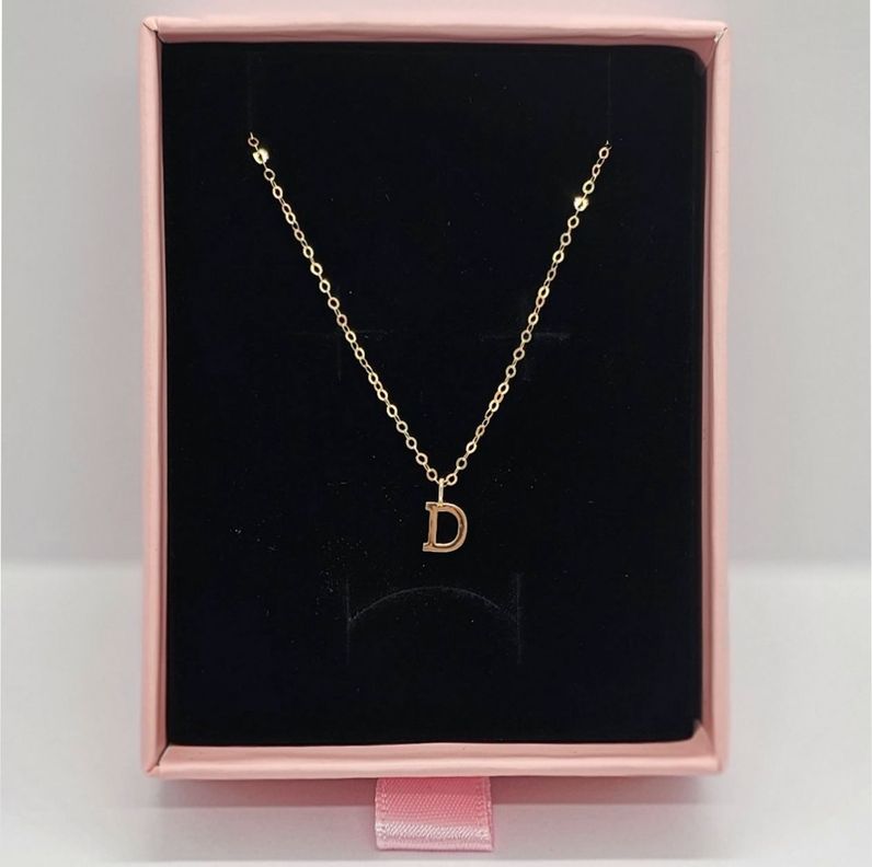 CADENA ESLABONES ORO 18K COLGANTE LETRA INICIAL D 18K-1