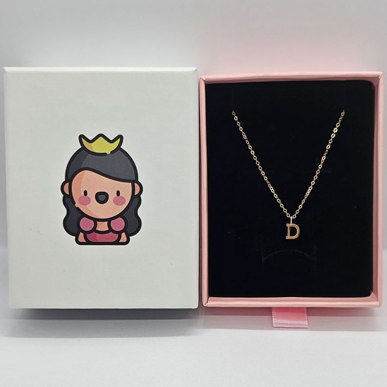 CADENA ESLABONES ORO 18K COLGANTE LETRA INICIAL D 18K-2
