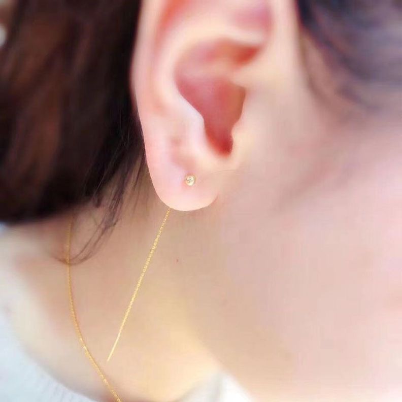 AROS LARGOS CADENA PELOTITA ORO AMARILLO 18K-2