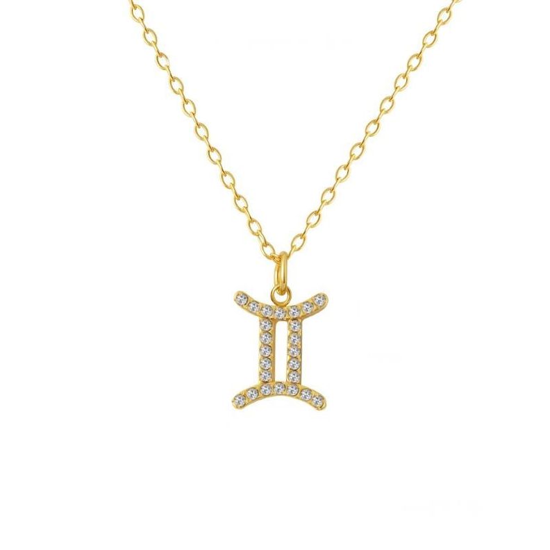 Collar Bano Oro 18k Signo Zodiaco Geminis Dorado