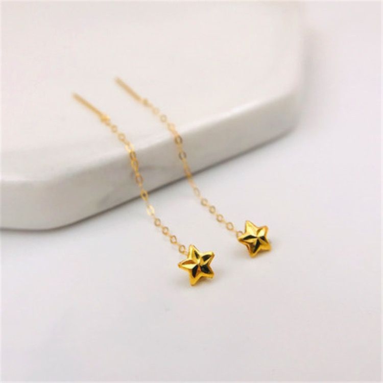 AROS LARGOS CADENA ESTRELLA ORO AMARILLO 18K-1