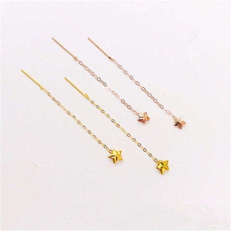 AROS LARGOS CADENA ESTRELLA ORO AMARILLO 18K-5