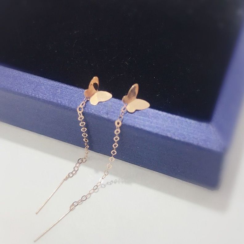 AROS LARGOS CADENA MARIPOSA ORO ROSADO 18K-1