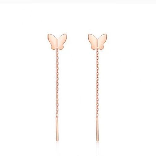 AROS LARGOS CADENA MARIPOSA ORO ROSADO 18K-0
