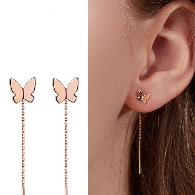 AROS LARGOS CADENA MARIPOSA ORO ROSADO 18K-2