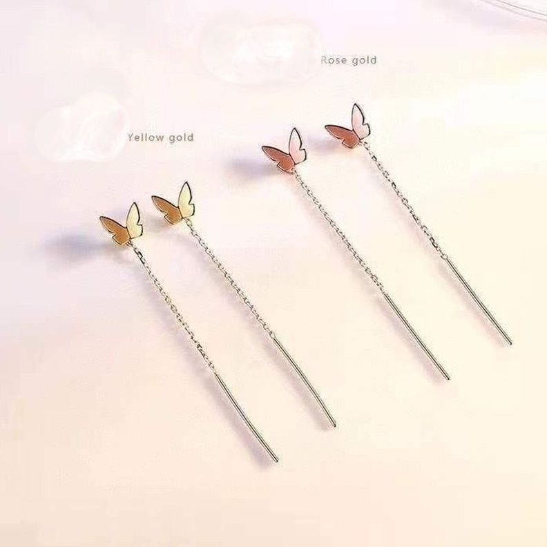 AROS LARGOS CADENA MARIPOSA ORO ROSADO 18K-3