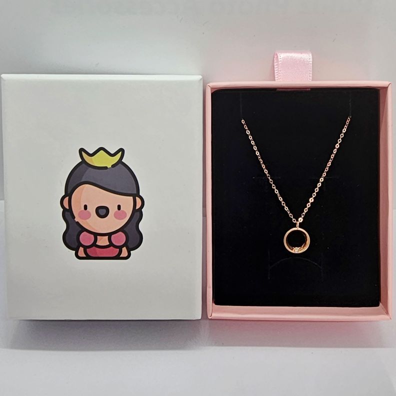 CADENA ESLABONES ORO ROSADO 18K COLGANTE CIRCULO L DIAMANTE 1P-5