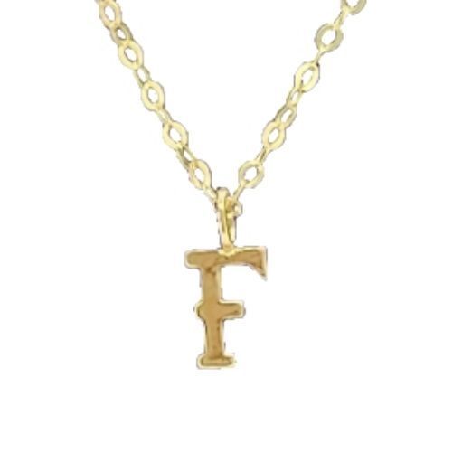 CADENA ESLABONES ORO 18K COLGANTE LETRA INICIAL F 18K-0