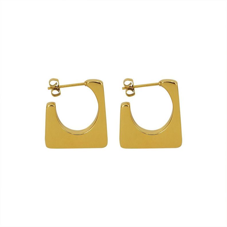 Aros Bano Oro 18k Bote Cuadrado Dorado