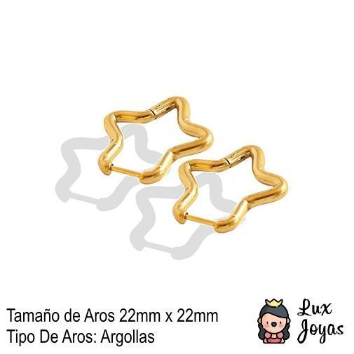 Aros Baño Oro Amarillo 18k Argollas Estrella-3