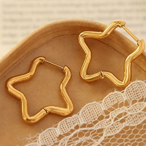 Aros Baño Oro Amarillo 18k Argollas Estrella-1