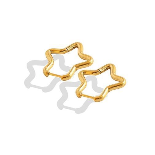 Aros Baño Oro Amarillo 18k Argollas Estrella-0
