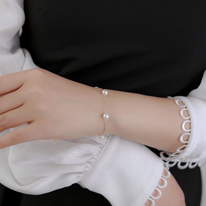 Pulsera Eslabones Perla De Rio Oro Amarillo 18k-3