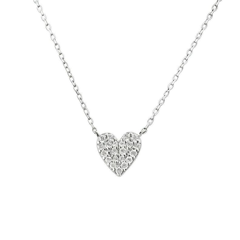 Collar Plata 925 Corazon Microcircon Plateado
