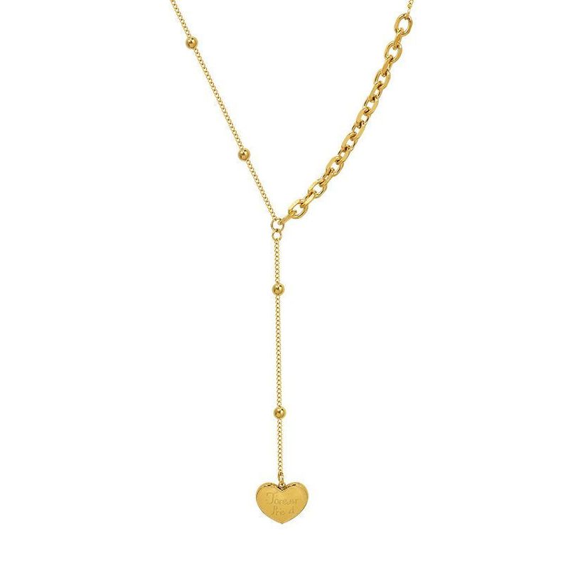 Collar Baño De Oro Amarillo 18k Pelotita Alargue De Corazón-0