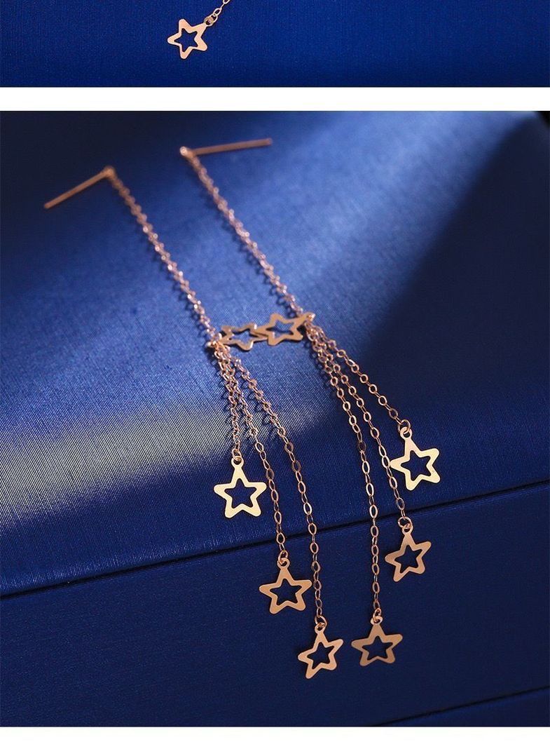 AROS LARGOS CADENA 4 ESTRELLAS ORO ROSADO 18K-2