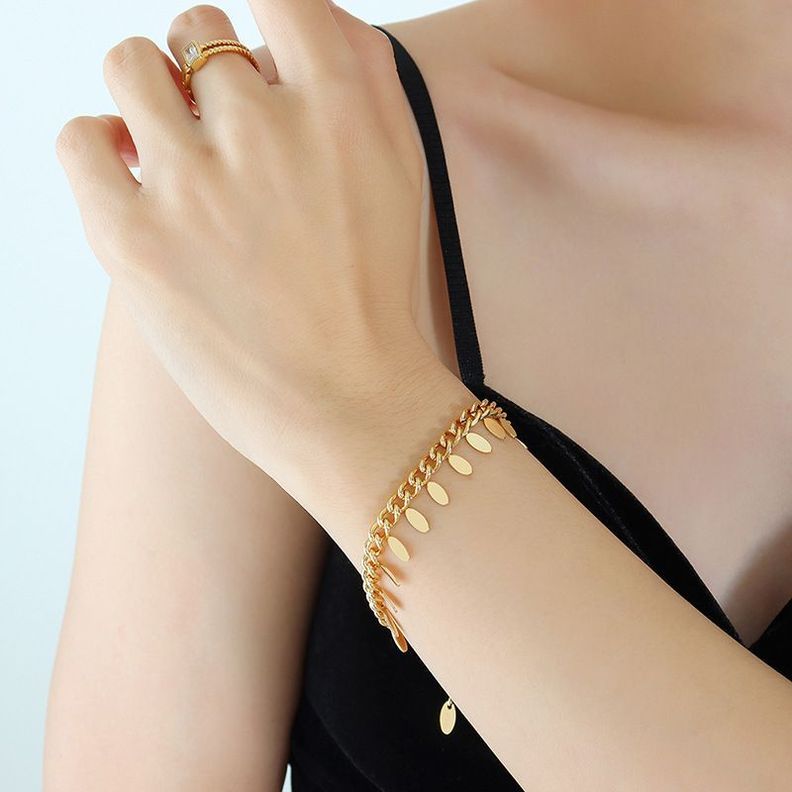 Pulsera Baño Oro Amarillo 18k Grumet Chiches Ovalado-2