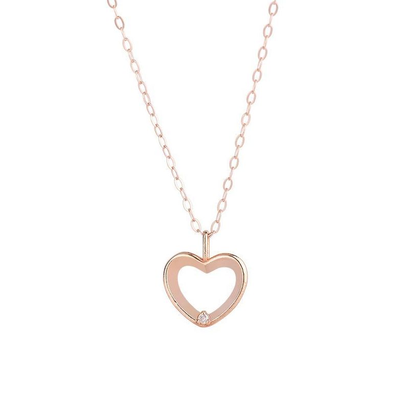 CADENA ESLABONES ORO ROSADO 18K COLGANTE CORAZÓN L DIAMANTE 1P-0