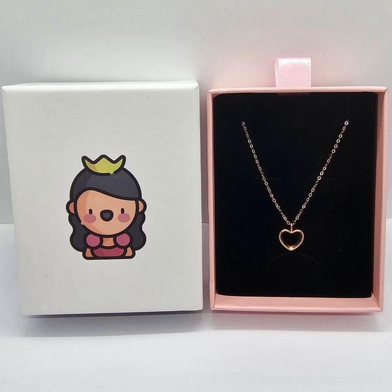 CADENA ESLABONES ORO ROSADO 18K COLGANTE CORAZÓN L DIAMANTE 1P-5