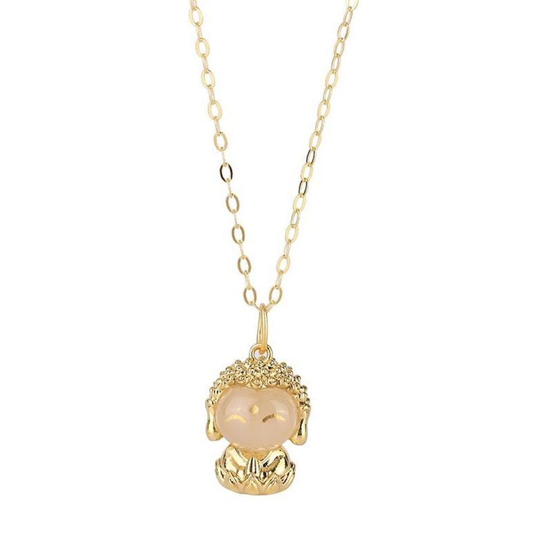 CADENA ESLABONES ORO AMARILLO 18K COLGANTE BUDA FELIZ JADE 18K-0
