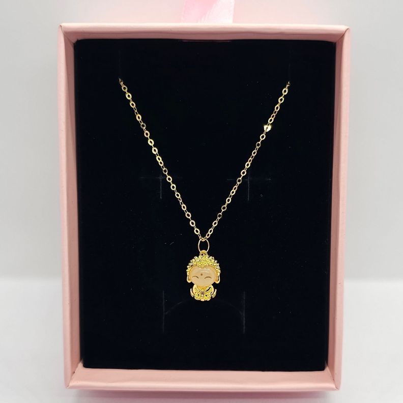 CADENA ESLABONES ORO AMARILLO 18K COLGANTE BUDA FELIZ JADE 18K-5
