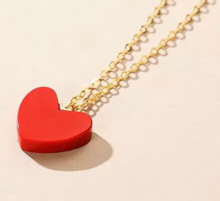 CADENA ESLABONES ORO AMARILLO 18K COLGANTE CORAZÓN ÁGATA ROJO DE PROTECCIÓN-2