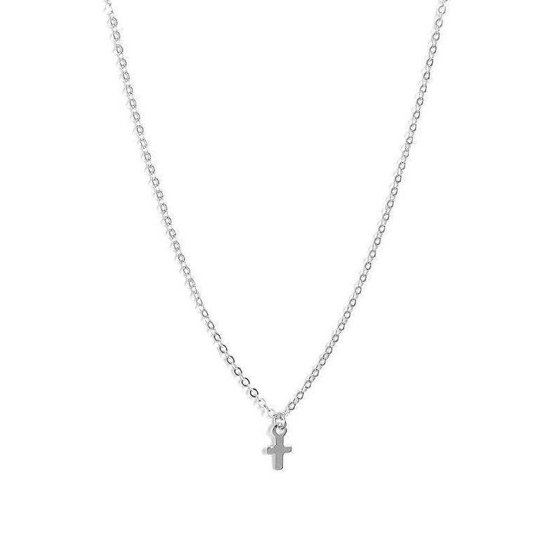 Collar Plata 925 Cruz Lisa S Plateado
