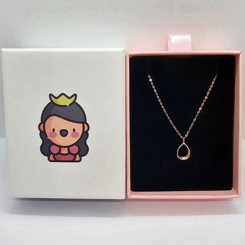 CADENA ESLABONES ORO ROSADO 18K COLGANTE GOTA L DIAMANTE 1P-5
