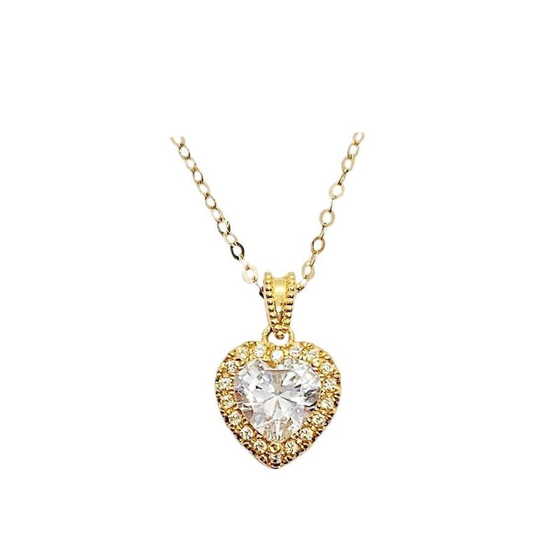 Cadena Eslabones Oro Amarillo 18k Colgante Corazón Brillitos-0