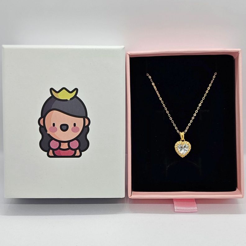 Cadena Eslabones Oro Amarillo 18k Colgante Corazón Brillitos-2