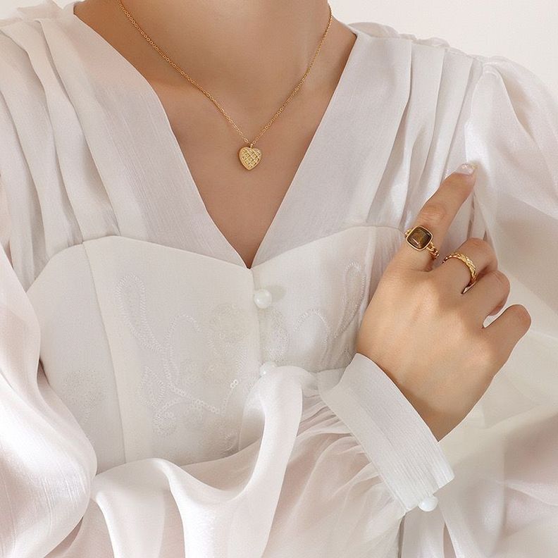Collar Baño De Oro Amarillo 18k Corazón Diseño-2