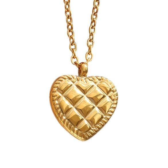 Collar Baño De Oro Amarillo 18k Corazón Diseño-0