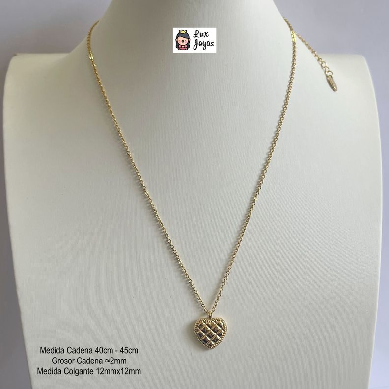 Collar Baño De Oro Amarillo 18k Corazón Diseño-3
