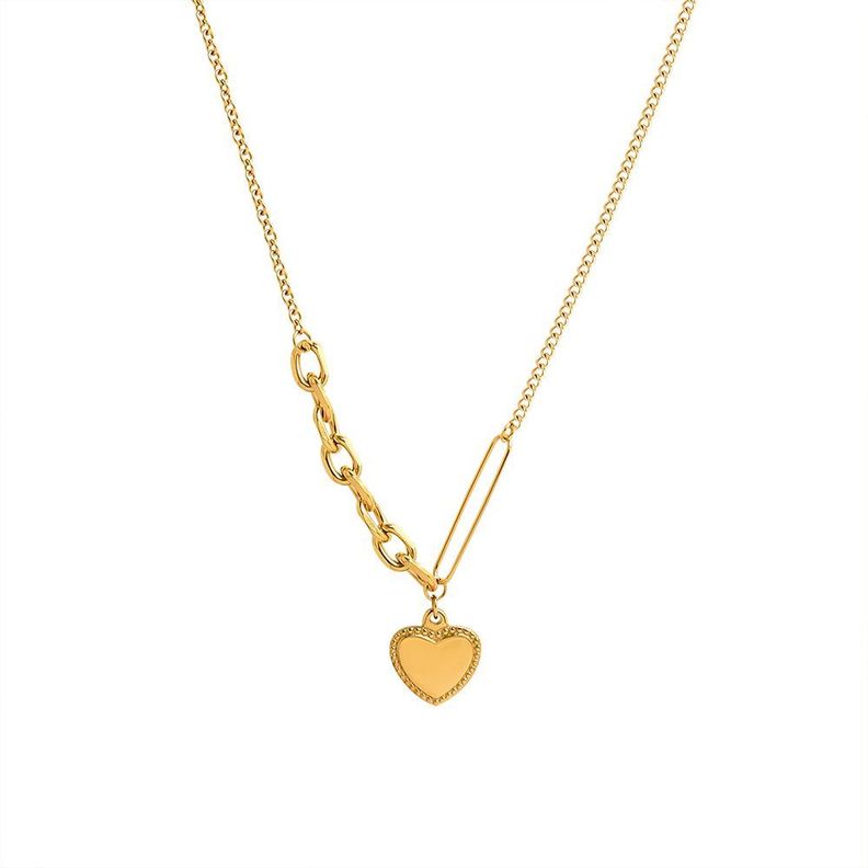 Collar Baño Oro Amarillo 18 Kilates Cadena 4 Diseños Corazón-0