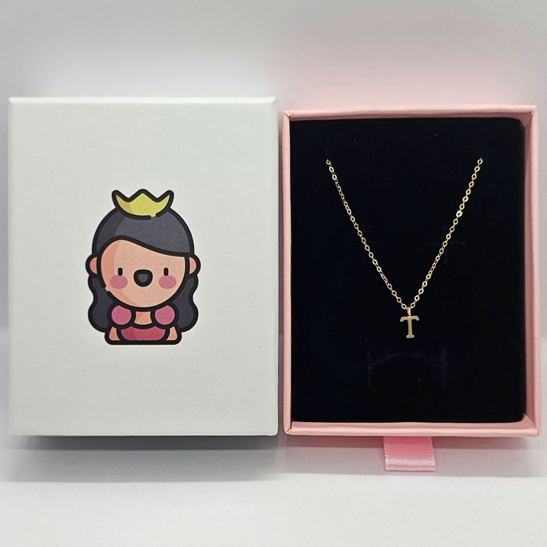 CADENA ESLABONES ORO 18K COLGANTE LETRA INICIAL T 18K-2