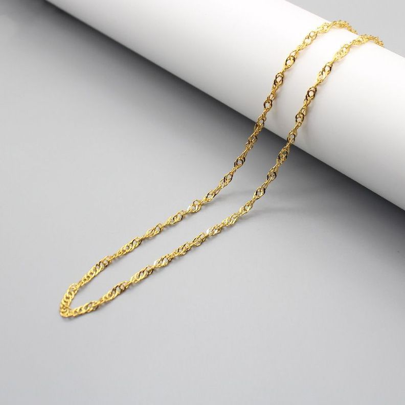 Cadena Baño Oro Amarillo 18 Kilates Singapur-1