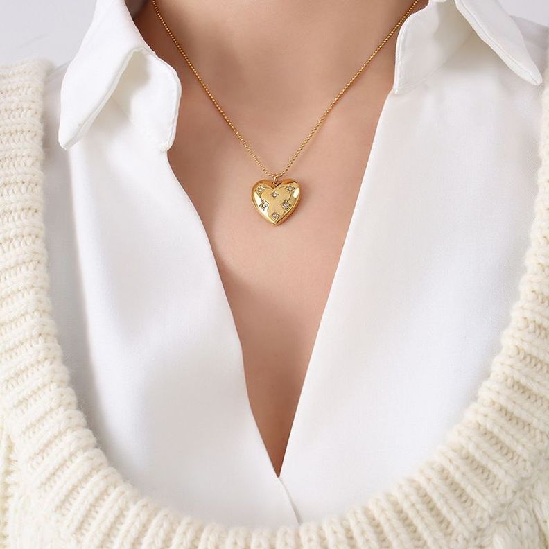 Collar Baño Oro 18 Kilates Corazón L Circones-2