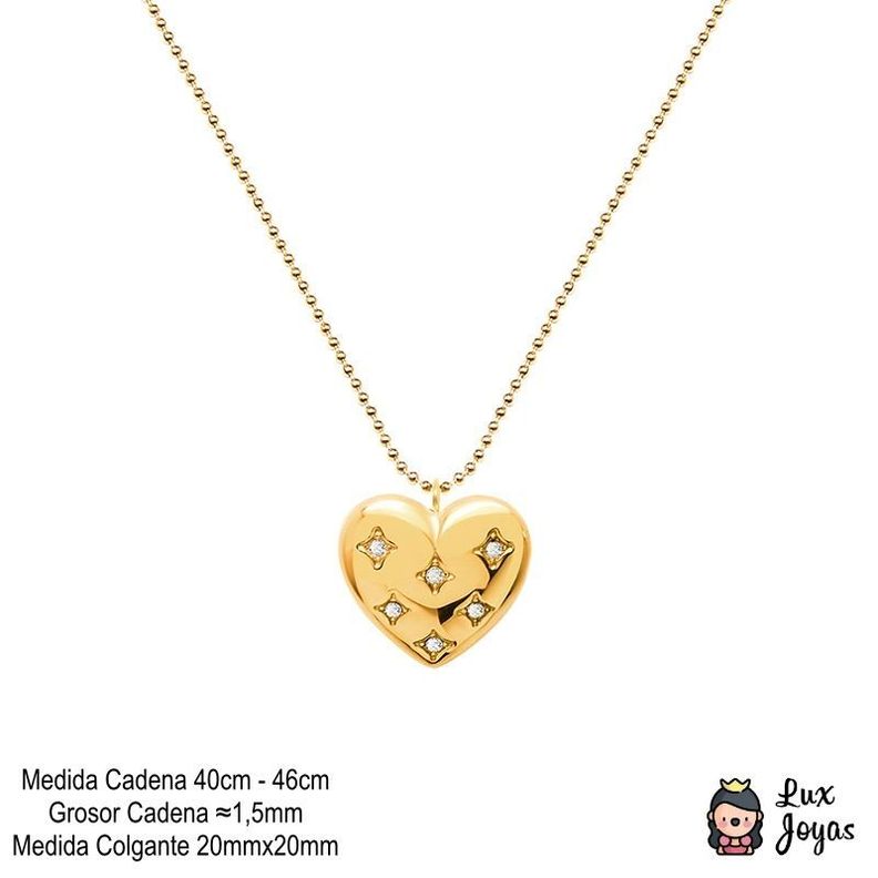 Collar Baño Oro 18 Kilates Corazón L Circones-4