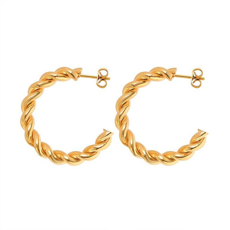 Aros Bano Oro 18k Argollas Entorchados L Dorado