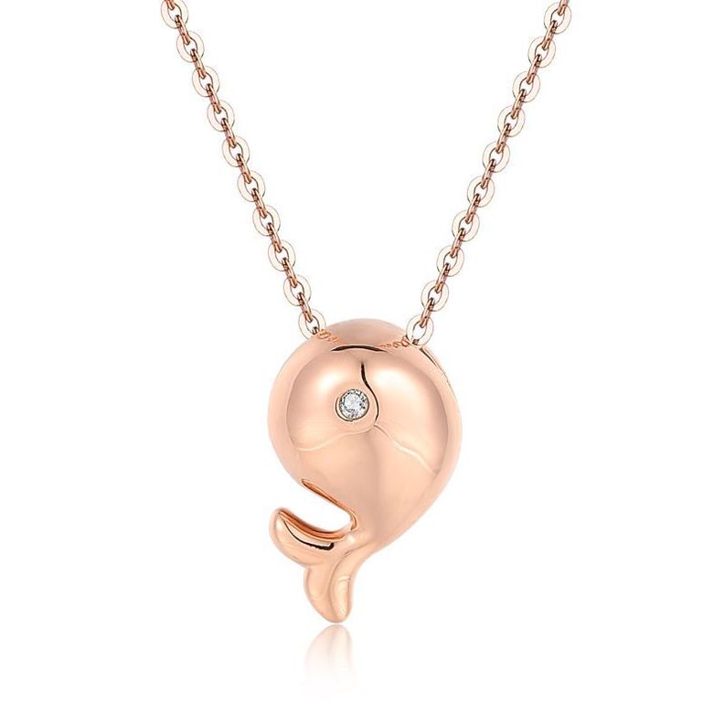 CADENA ESLABONES ORO ROSADO 18K COLGANTE DELFÍN DIAMANTE 1P-0