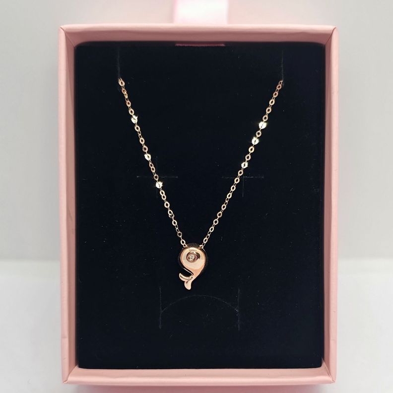 CADENA ESLABONES ORO ROSADO 18K COLGANTE DELFÍN DIAMANTE 1P-2