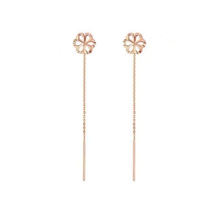 AROS LARGOS CADENA FLOR ORO ROSADO 18K-0