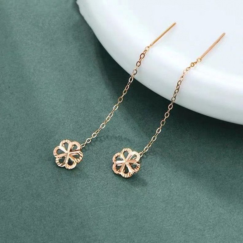 AROS LARGOS CADENA FLOR ORO ROSADO 18K-1