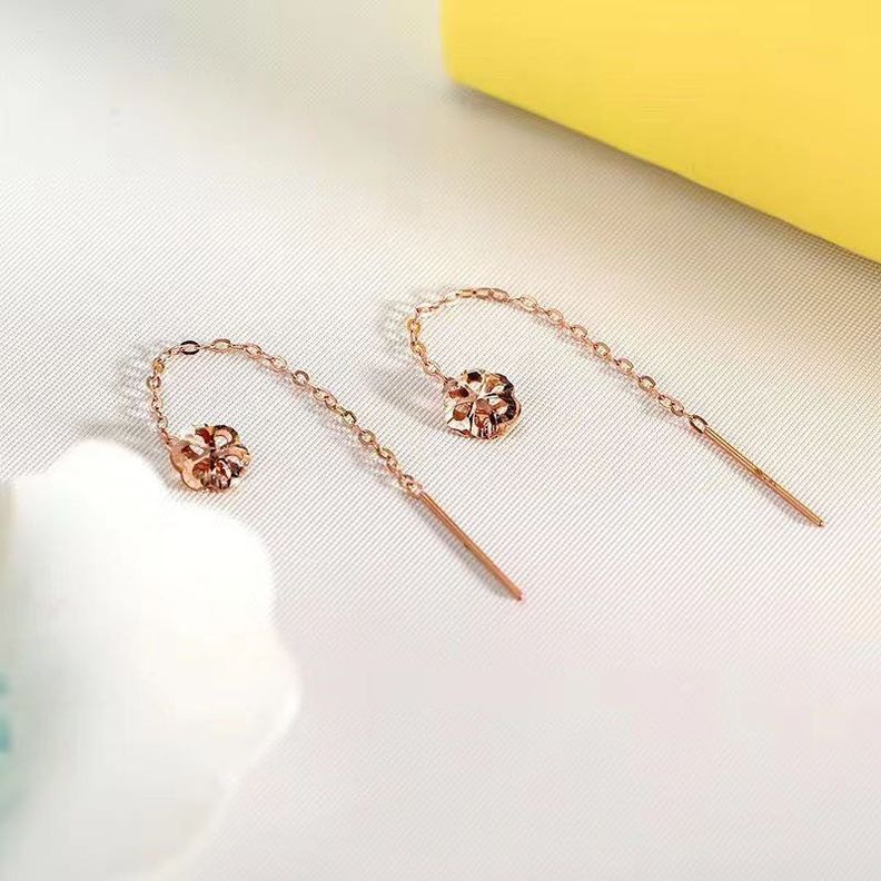 AROS LARGOS CADENA FLOR ORO ROSADO 18K-2