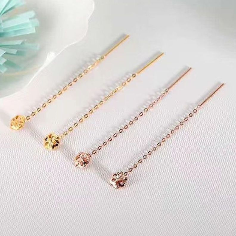 AROS LARGOS CADENA FLOR ORO ROSADO 18K-3